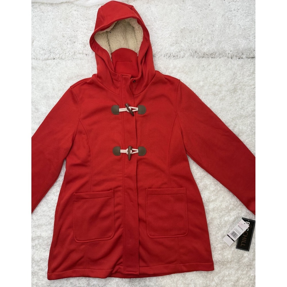 Big Chill Womens Red Fleece Toggle Accent Jacket w/ Pockets Size Large NWT